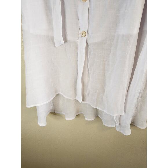 ZAC + RACHEL White High Low Button Front Elastic and Tie Waist Boho Skirt MED - Picture 4 of 6